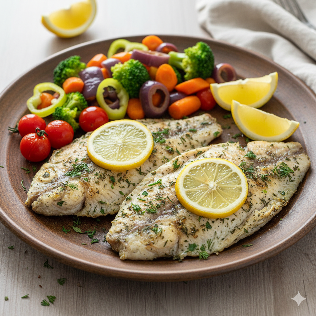 tilápia temperada com ervas.