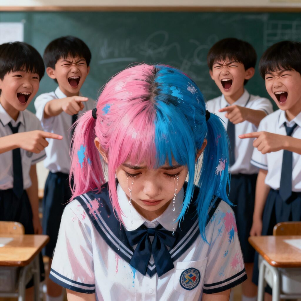 menina com cabelo colorido