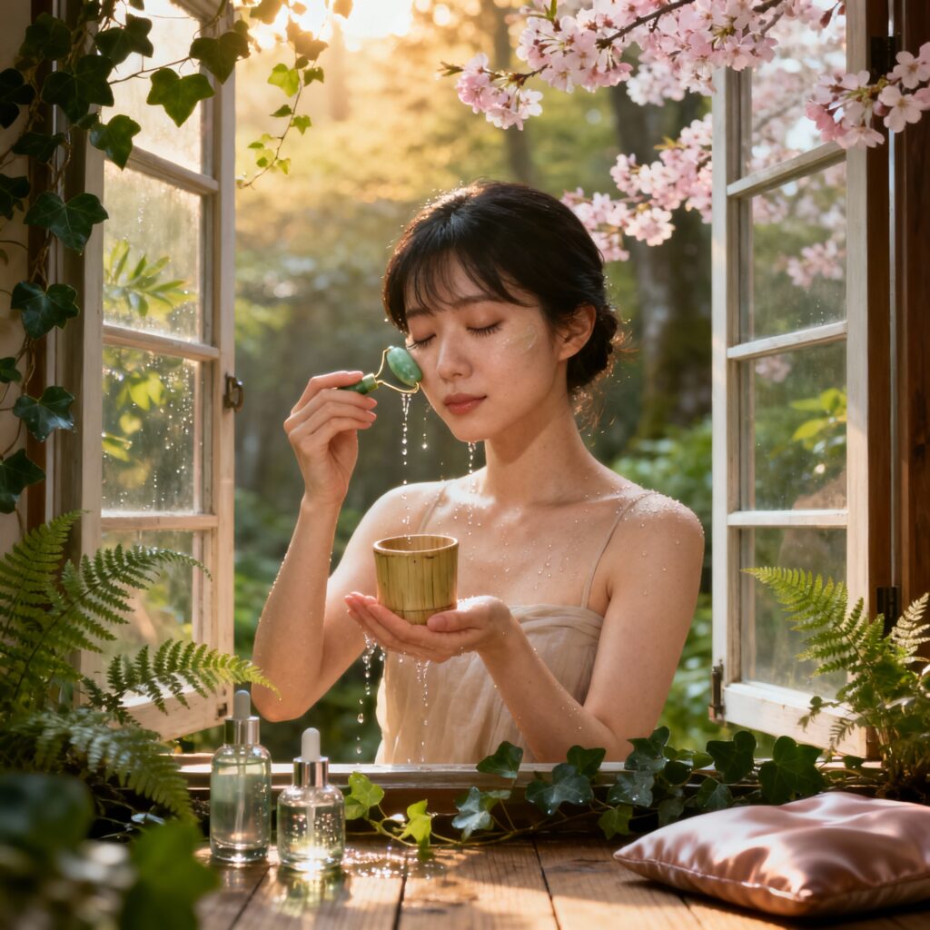 (Representa o Japão — o conceito “Shinrin Beauty”, que une natureza e mindfulness.)