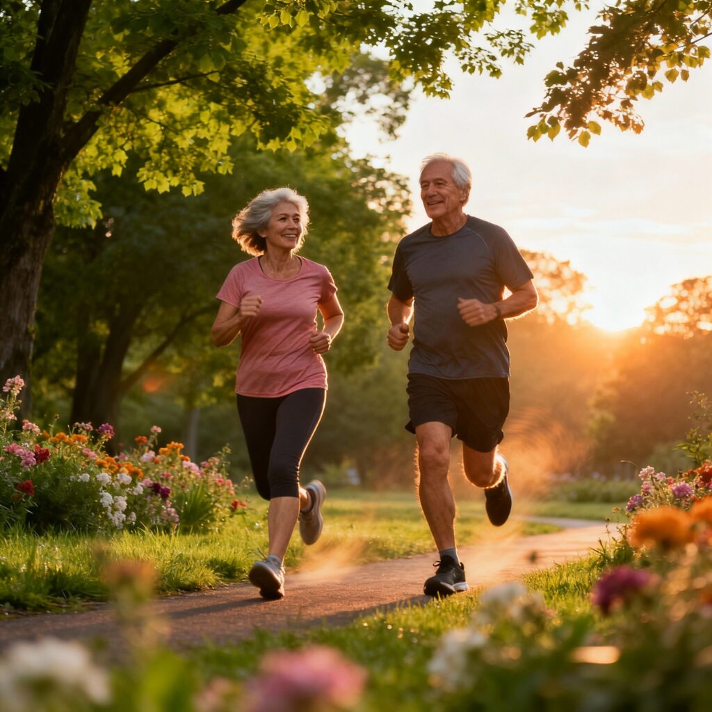 (Representa a parte humana da longevidade — vitalidade, movimento e bem-estar cotidiano.)