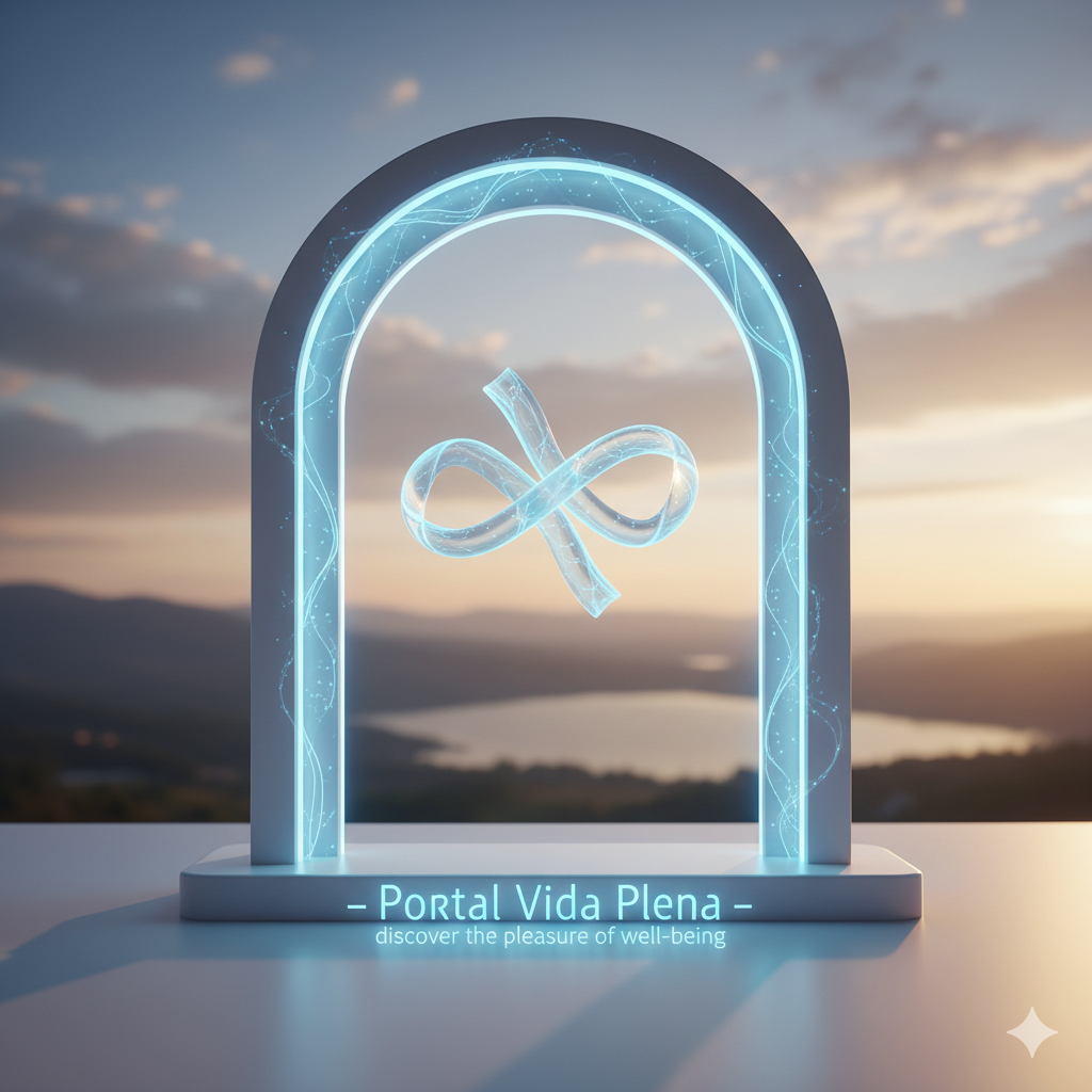 Arco azul iluminado com fita de prevenção, símbolo do Novembro Azul no Portal Vida Plena.